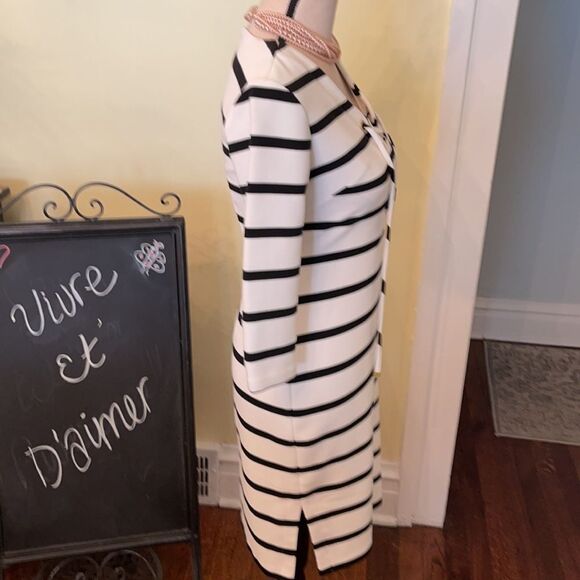 Eliza J Ivory Classic *Chic* Striped Stretch Sheath Dress EUC - Picture 5 of 10